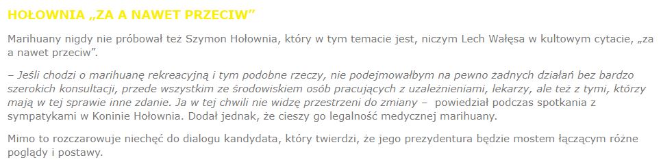 szymon hołownia o marihuanie