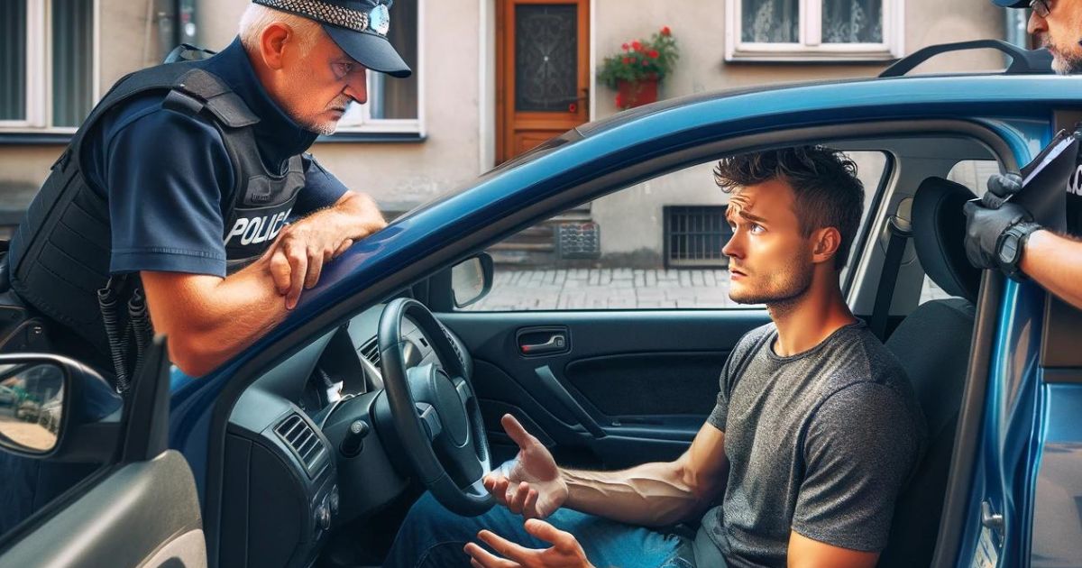 policja zatrzymująca kierowcę