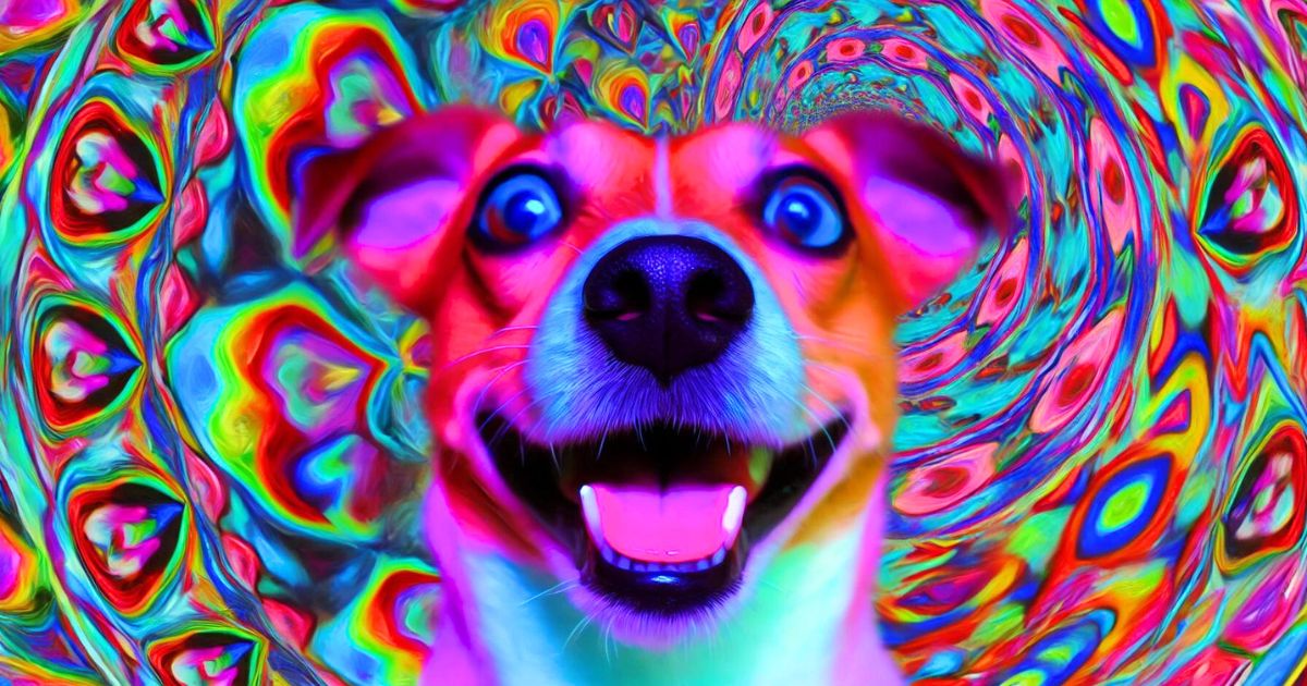 pies przeżywający trip po LSD