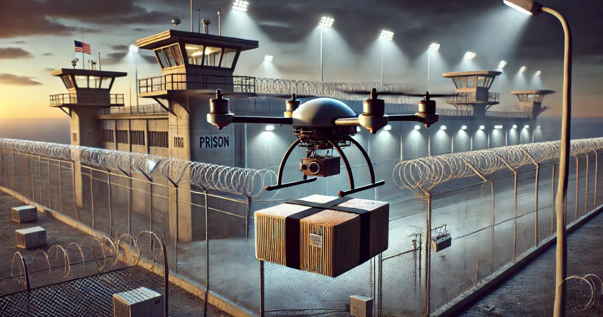 dron dostarczający marihuanę do więzienia